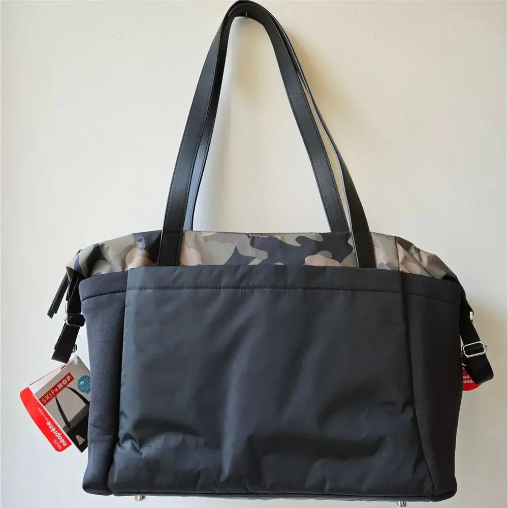 Skip Hop NEW Nolita Neoprene Black Camo Diaper Tote Bag Camoflage Unisex NWT
